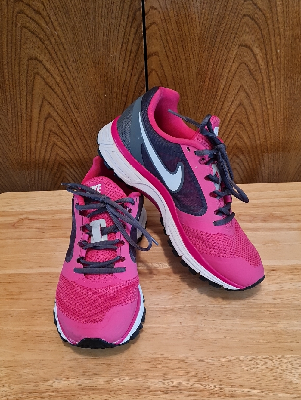 Nike Women's Hot Pink and Gray Running Sneakers